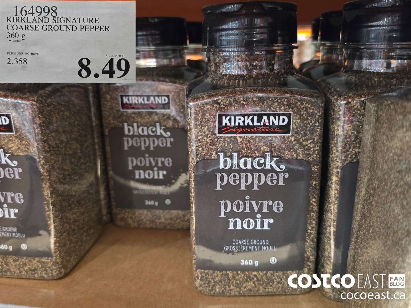 164998 KIRKLAND SIGNATURE COARSE GROUND PEPPER 360 G $8.49