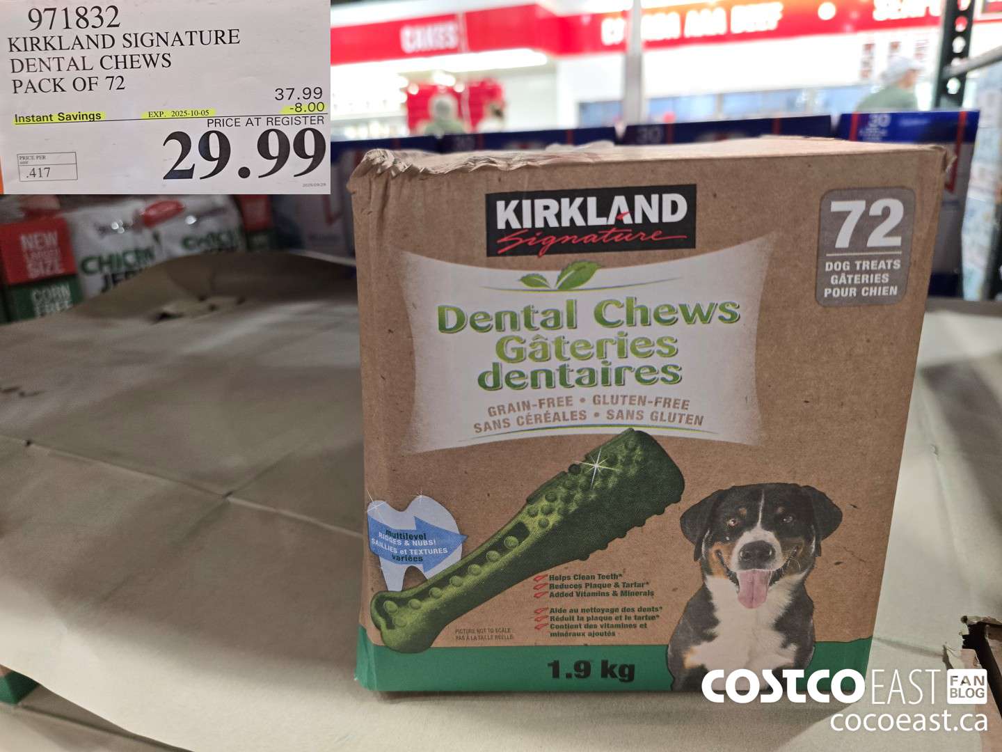 971832 KIRKLAND SIGNATURE DENTAL CHEWS BACK OF 72 ($8.00 INSTANT SAVINGS EXPIRES ON 2025-10-05) $29.99