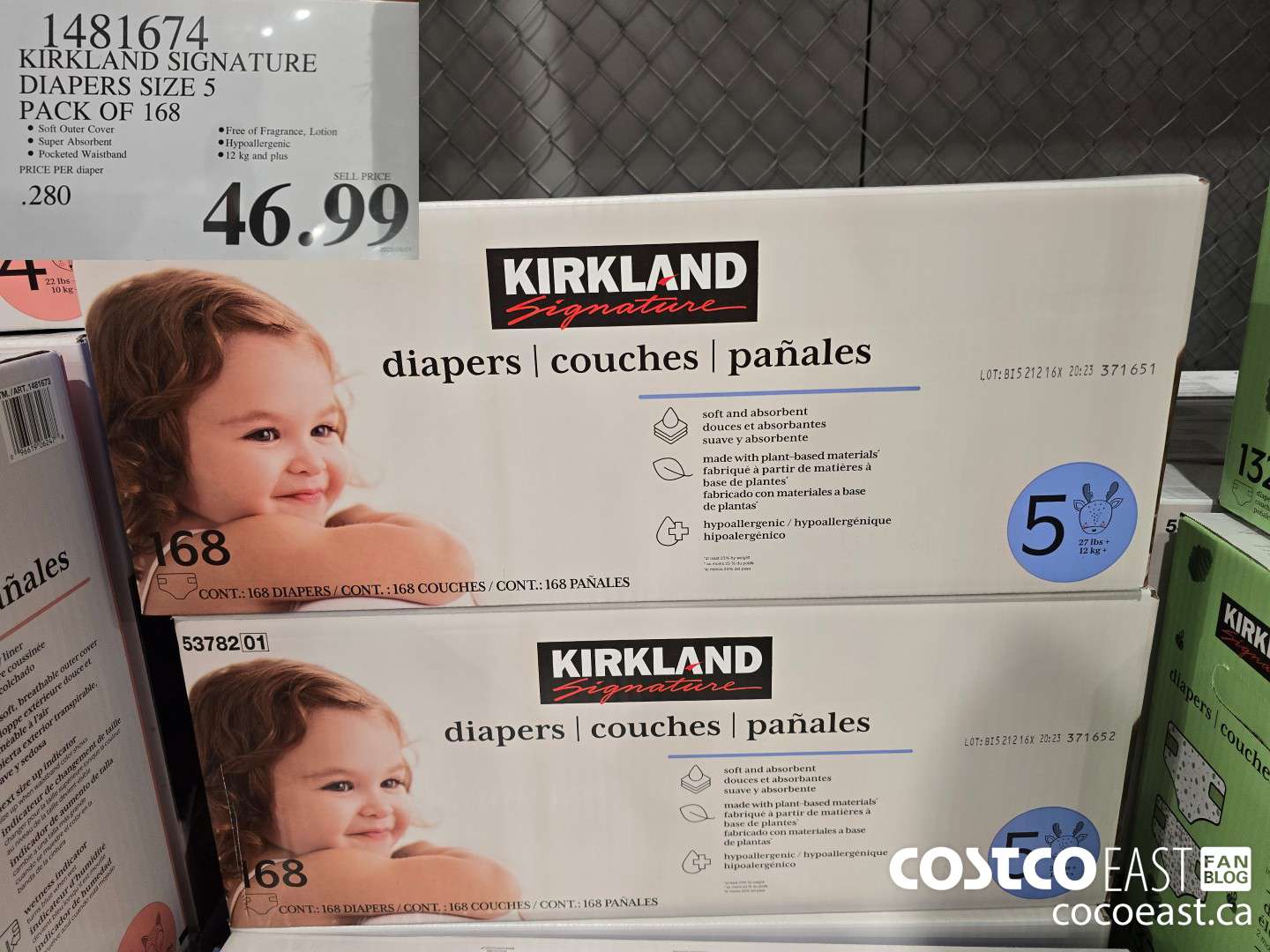 1481674 KIRKLAND SIGNATURE DIAPERS SIZE 5 PACK OF 168 $46.99