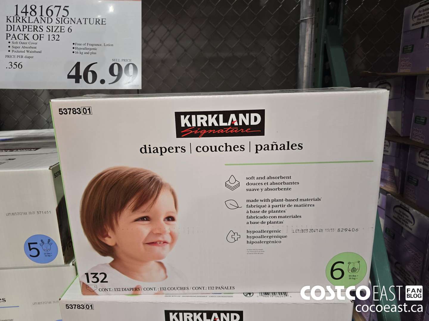 1481675 KIRKLAND SIGNATURE DIAPERS SIZE 6 PACK OF 132 $46.99