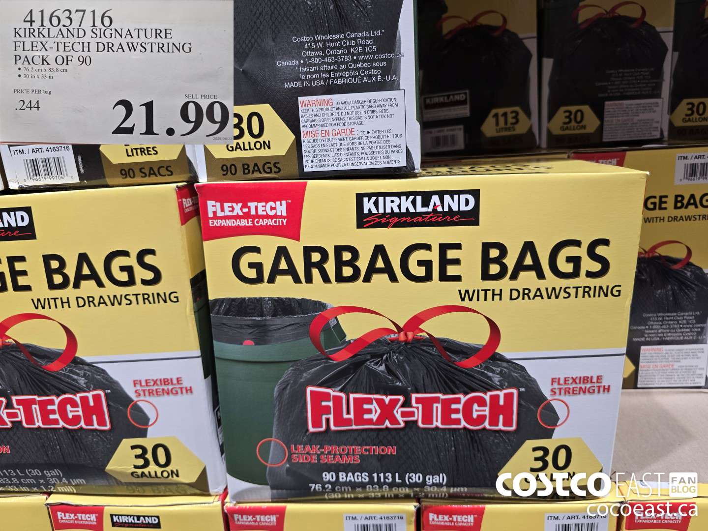 4163716 KIRKLAND SIGNATURE DRAWSTRING BAGS PACK OF 90 $21.99