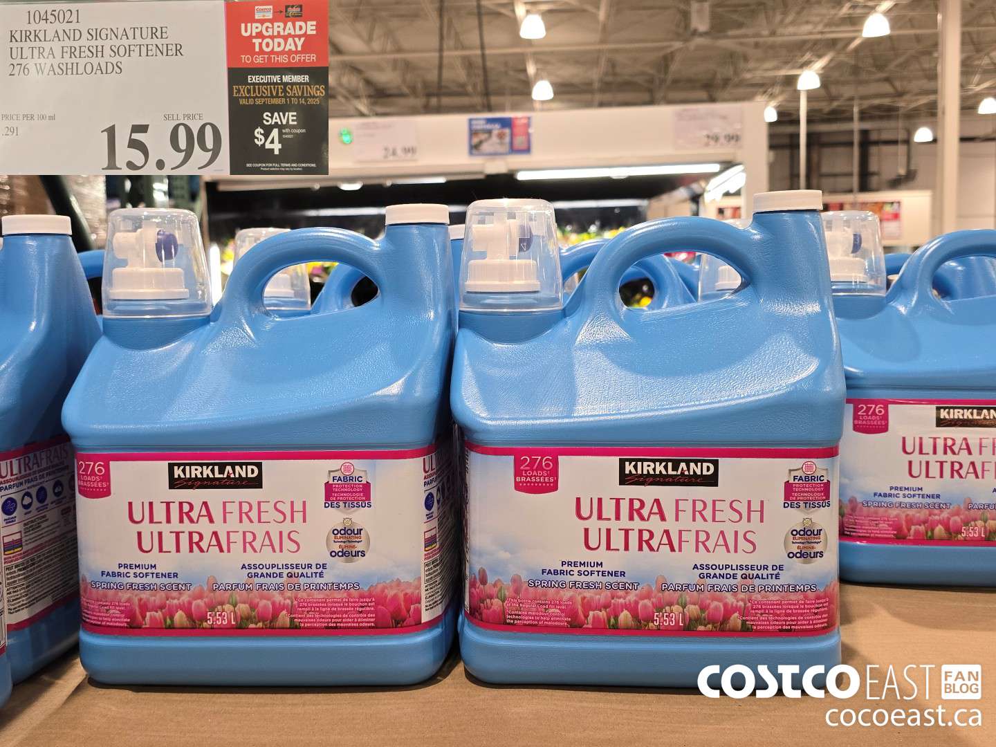 1045021 KIRKLAND SIGNATURE FABRIC SOFTENER 276 WASHLOADS ($4.00 INSTANT SAVINGS EXPIRES ON 2025-09-14) $11.99