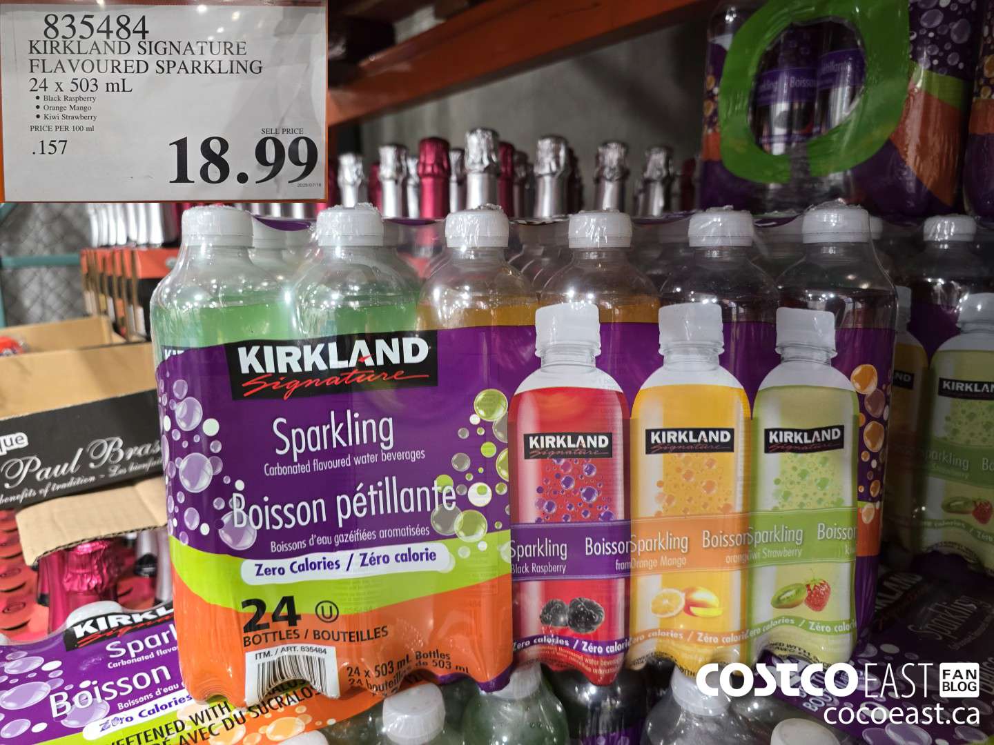 835484 KIRKLAND SIGNATURE FLAVOURED SPARKLING 24 x 503 mL $18.99