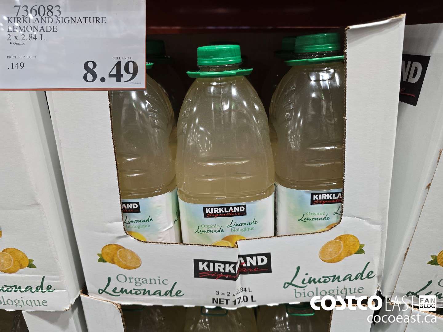 736083 KIRKLAND SIGNATURE LEMONADE 2 X 2.84L $8.49
