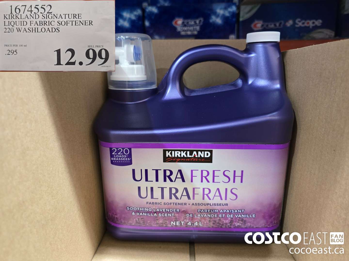 1674552 KIRKLAND SIGNATURE LIQUID FABRIC SOFTENER 220 WASHLOADS $12.99