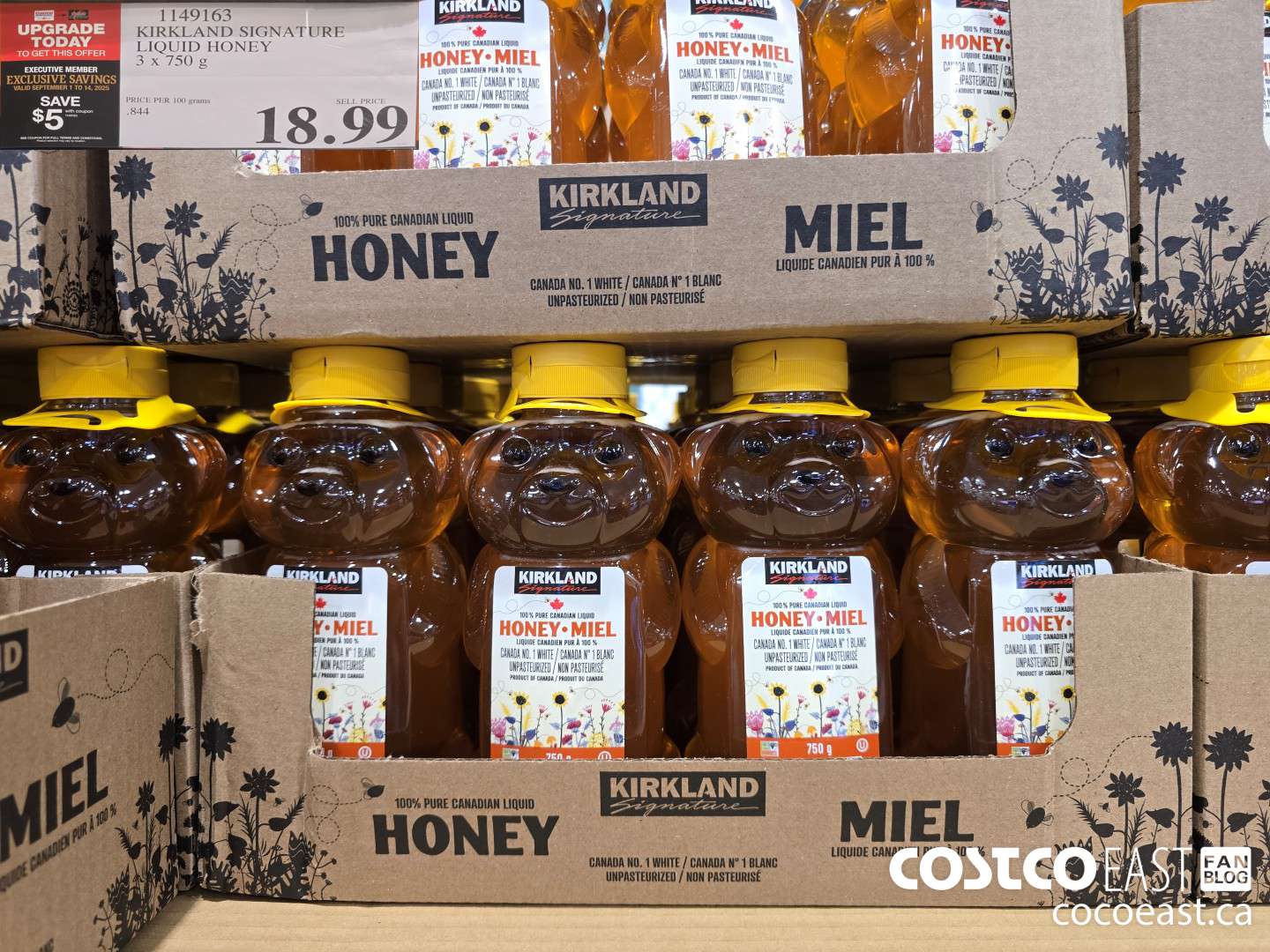 1149163 KIRKLAND SIGNATURE LIQUID HONEY 3 X 750 g ($5.00 INSTANT SAVINGS EXPIRES ON 2025-09-14) $13.99