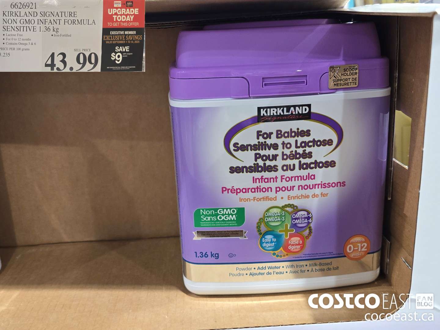 6626921 KIRKLAND SIGNATURE NON GMO INFANT FORMULA SENSITIVE 1.36 kg ($9.00 INSTANT SAVINGS EXPIRES ON 2025-09-14) $34.99