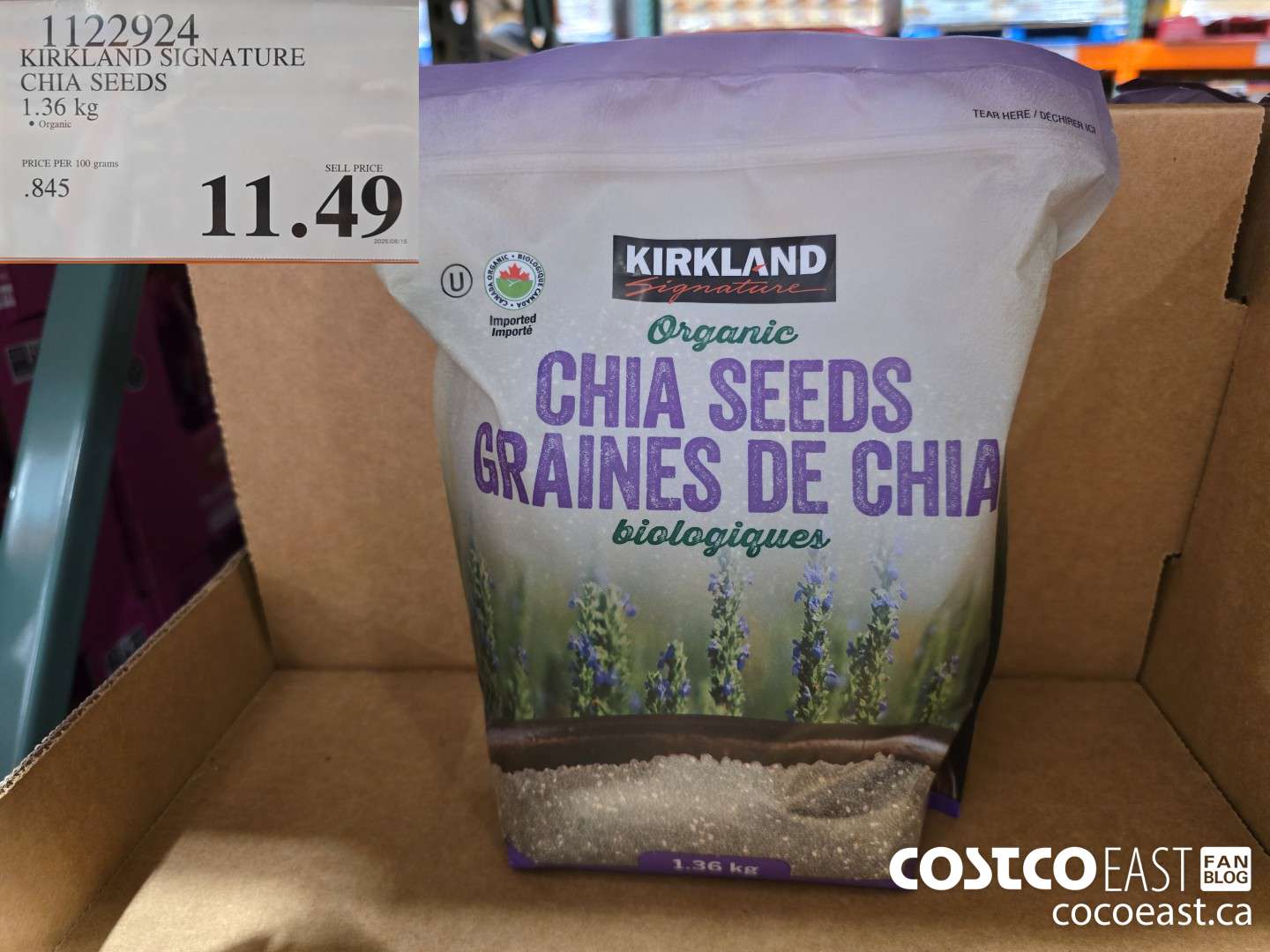1122924 KIRKLAND SIGNATURE ORGANIC CHIA SEEDS 1.36 kg $11.49