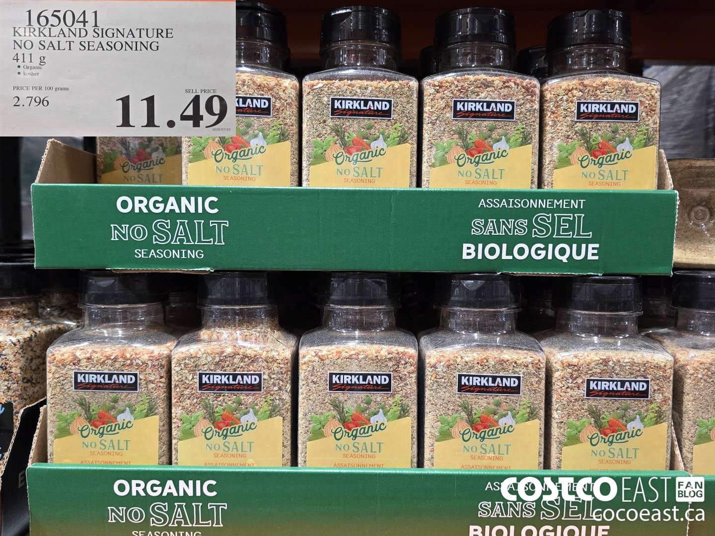 165041 KIRKLAND SIGNATURE ORGANIC NO SALT SEASONING 411 G $11.49