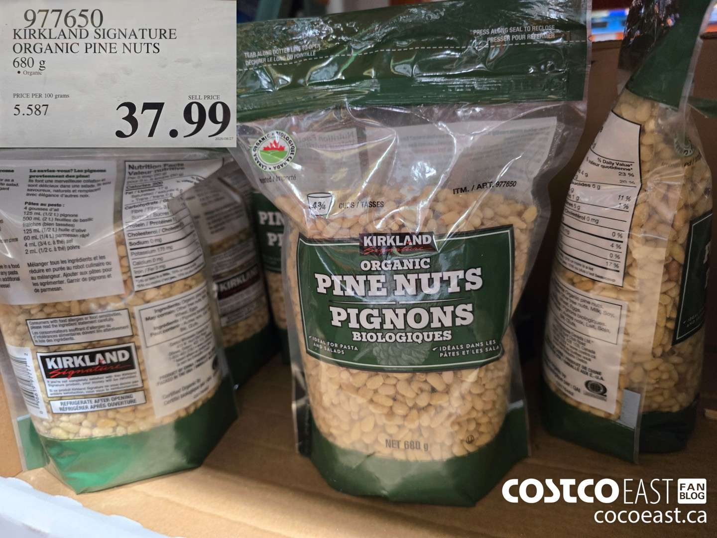 977650 KIRKLAND SIGNATURE ORGANIC PINE NUTS 680 G $37.99