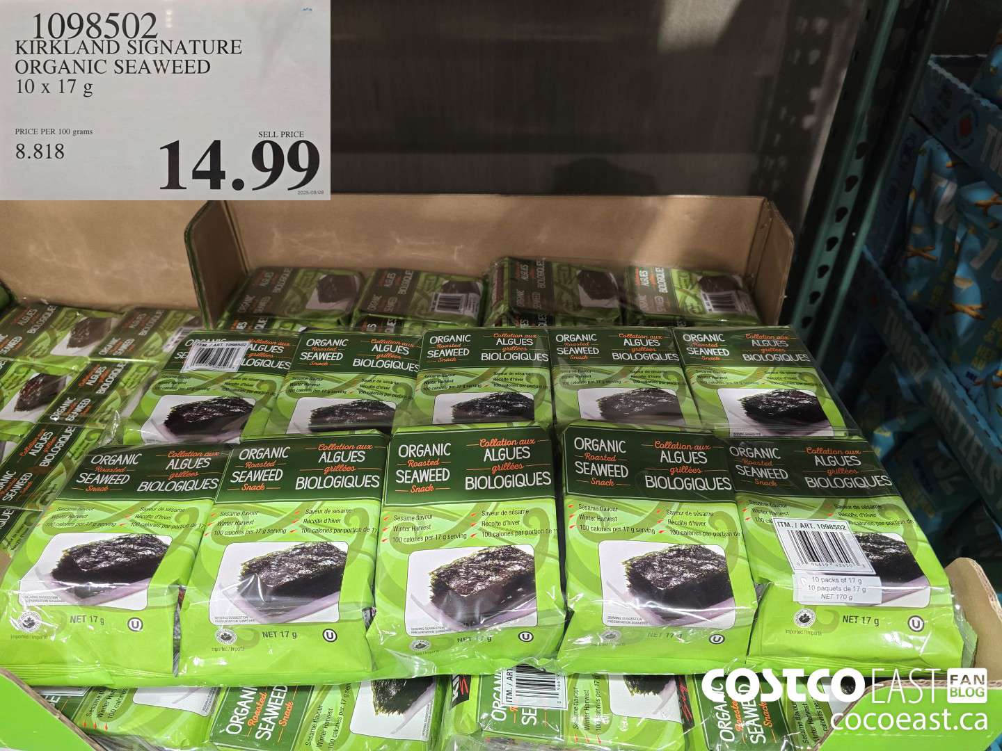 1098502 KIRKLAND SIGNATURE ORGANIC SEAWEED 10 X 17 G $14.99