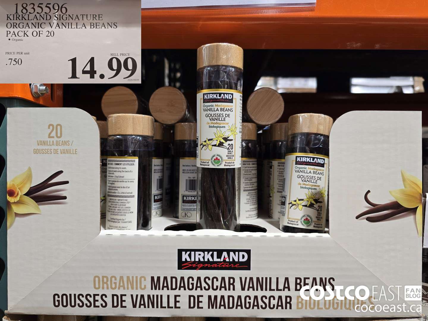 1835596 KIRKLAND SIGNATURE ORGANIC VANILLA BEANS PACK OF 20 $14.99