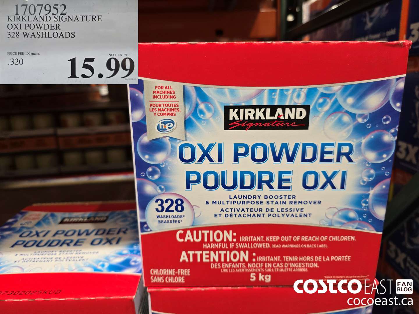 1707952 KIRKLAND SIGNATURE OXI POWDER 328 WASHLOADS $15.99