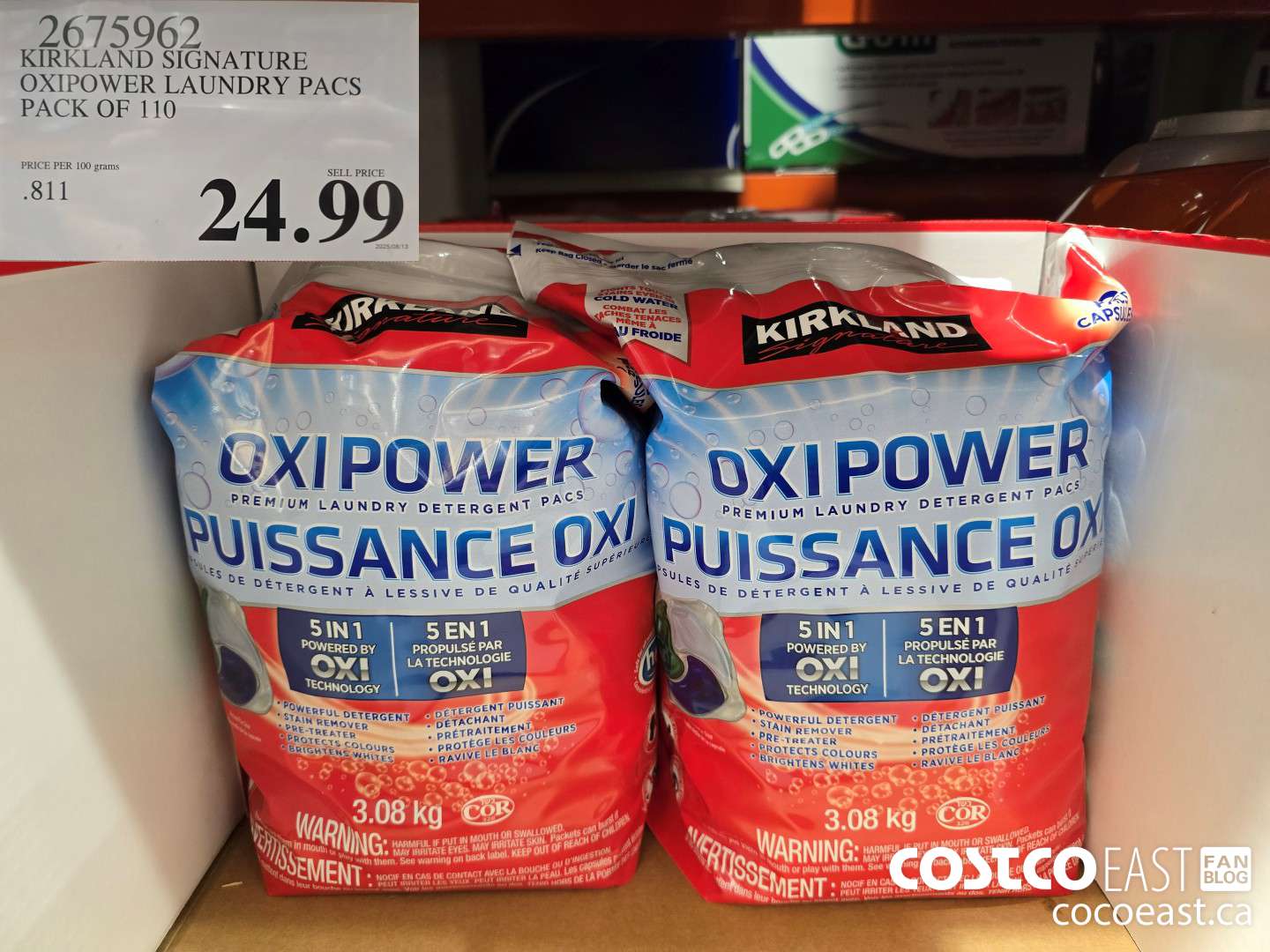 2675962 KIRKLAND SIGNATURE OXI POWER LAUNDRY PACS PACK OF 110 $24.99