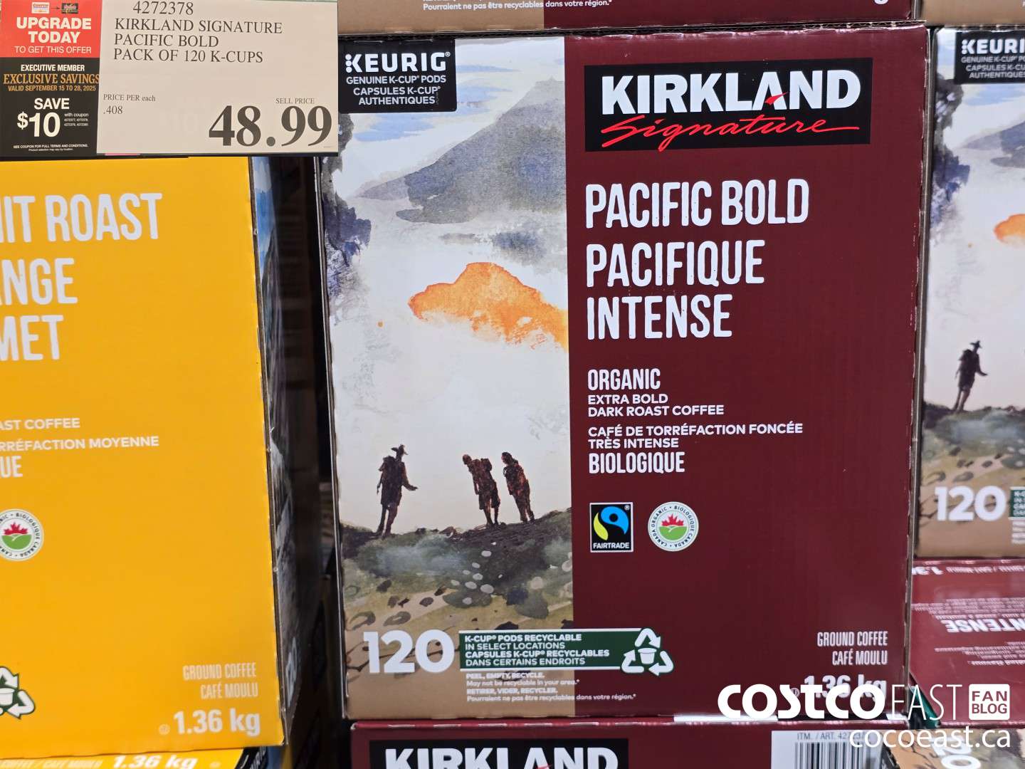 4272378 KIRKLAND SIGNATURE PACIFIC BOLD PACK OF 120 K-CUPS ($10.00 INSTANT SAVINGS EXPIRES ON 2025-09-28) $38.99