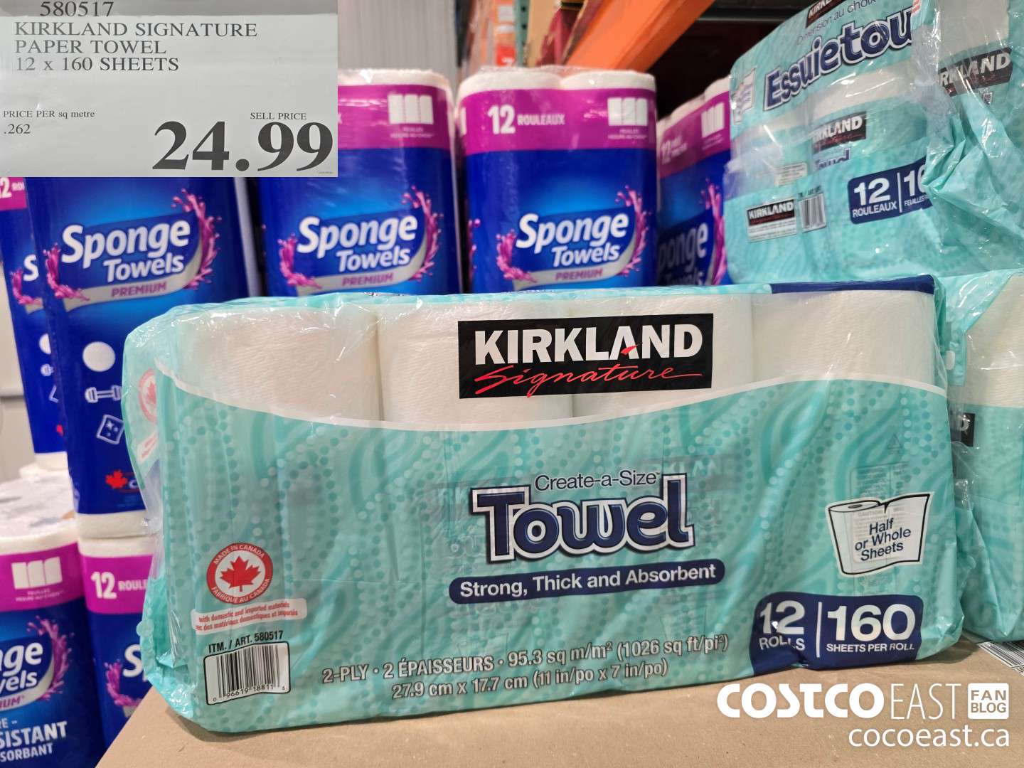 580517 KIRKLAND SIGNATURE PAPER TOWEL12 X 160 SHEETS $24.99