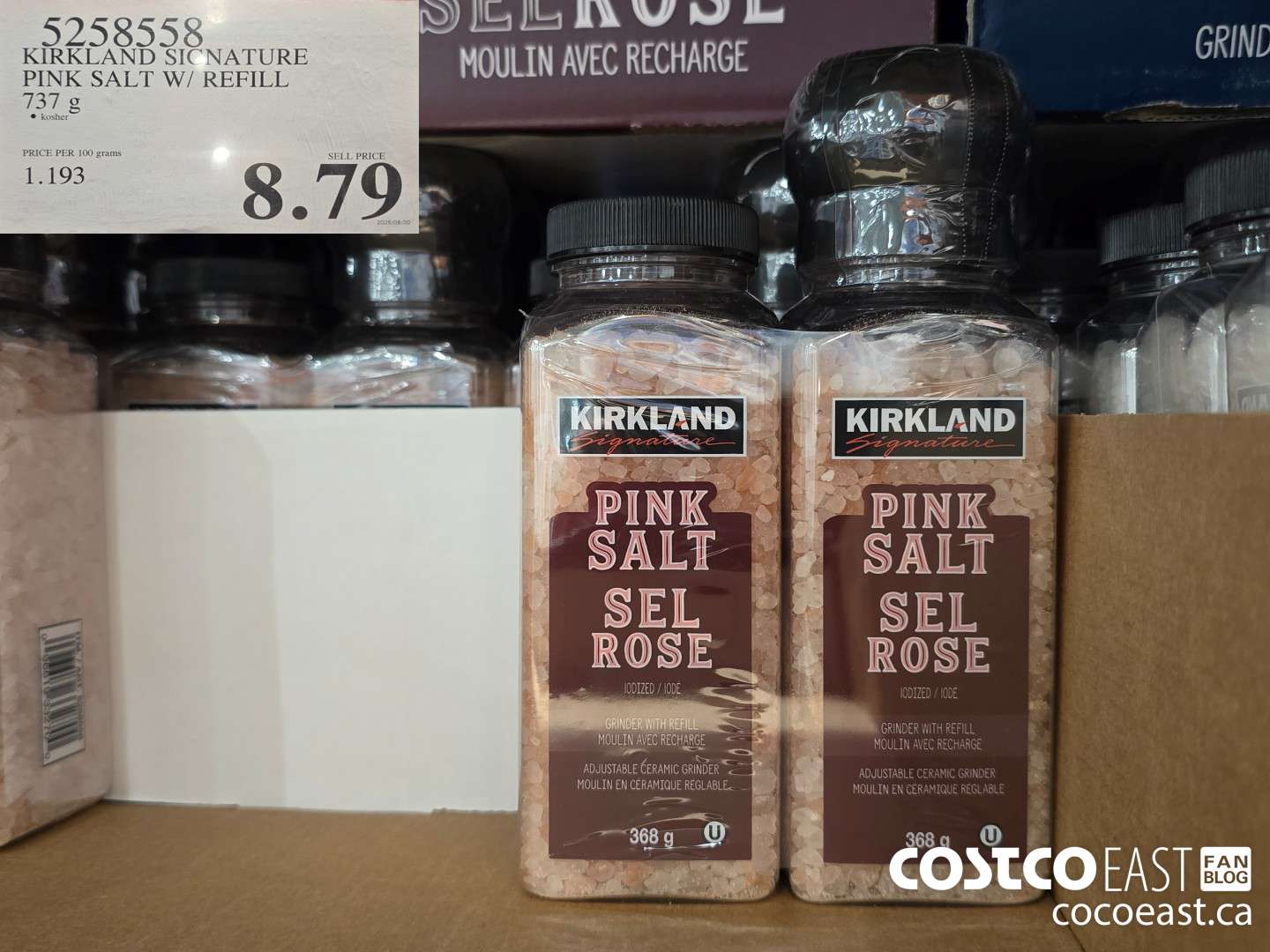 5258558 KIRKLAND SIGNATURE PINK SALT W/REFILL 737 G $8.79