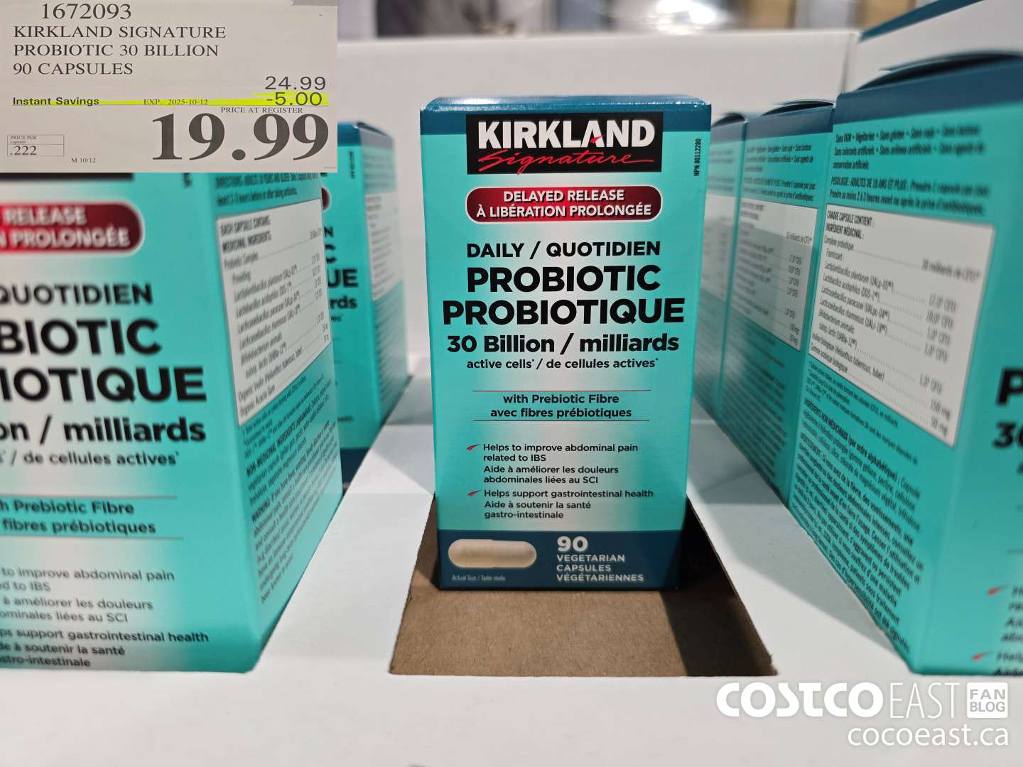 1672093 KIRKLAND SIGNATURE PROBIOTIC 30 BILLION 90 CAPSULES ($5.00 INSTANT SAVINGS EXPIRES ON 2025-10-12) $19.99