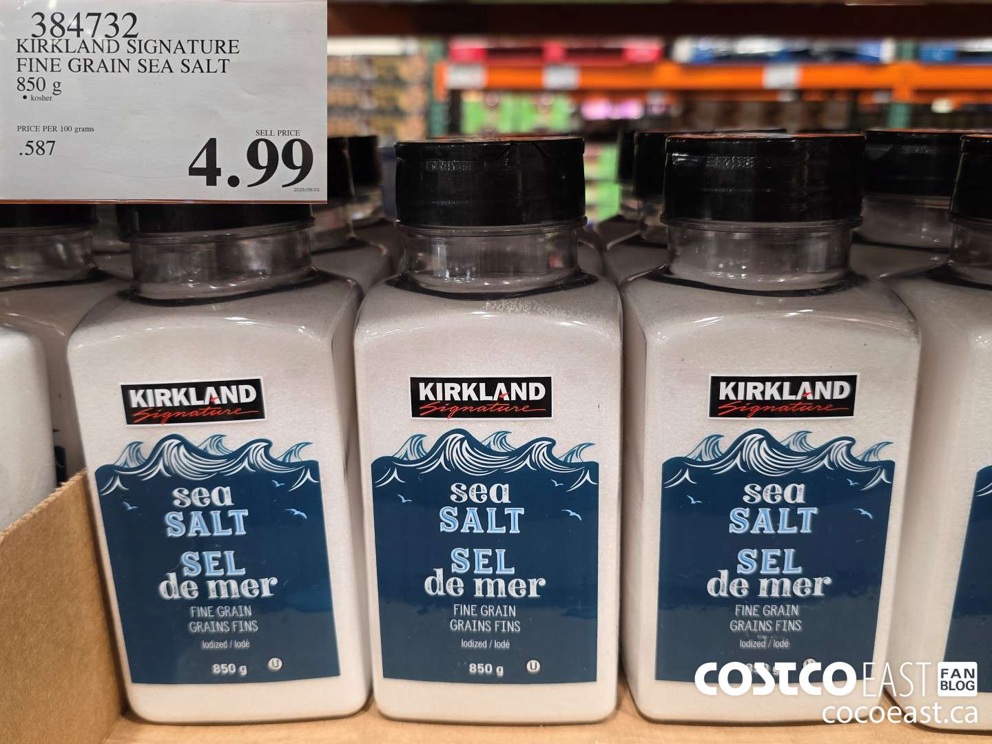 384732 KIRKLAND SIGNATURE SEA SALT FINE GRAIN 850 G $4.99
