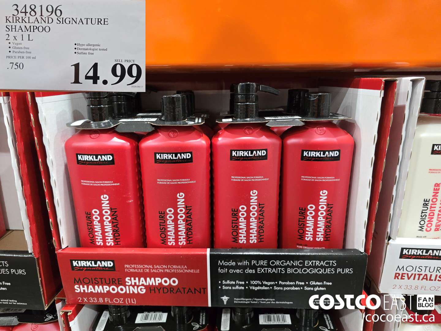 348196 KIRKLAND SIGNATURE SHAMPOO 2 X 1L $14.99