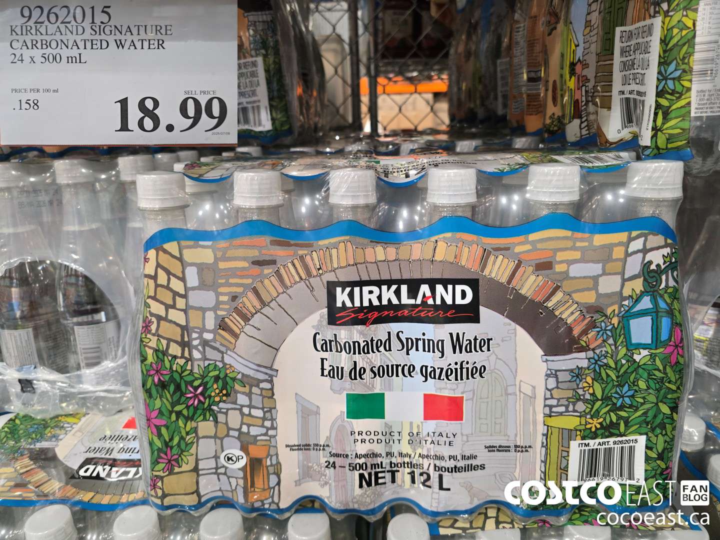 9262015 KIRKLAND SIGNATURE SPARKLING WATER 24 X 500 ML $18.99