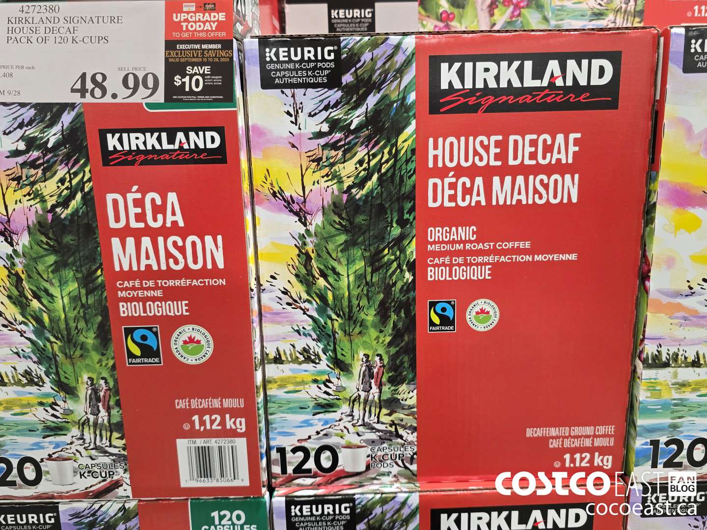 4272380 KIRKLAND SIGNATURE UPGRADE HOUSE DECAF PACK OF 120 K-CUPS ($10.00 INSTANT SAVINGS EXPIRES ON 2025-09-28) $38.99