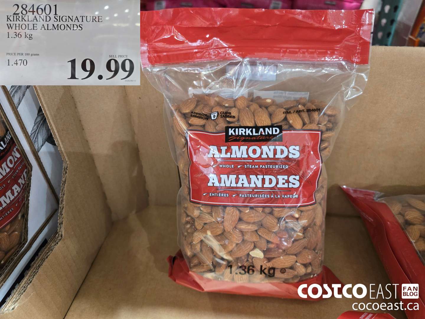 284601 KIRKLAND SIGNATURE WHILE ALMONDS 1.36 KG $19.99
