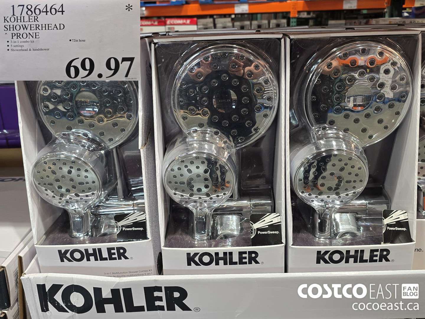 1786464 KOHLER SHOWERHEAD PRONE $69.97