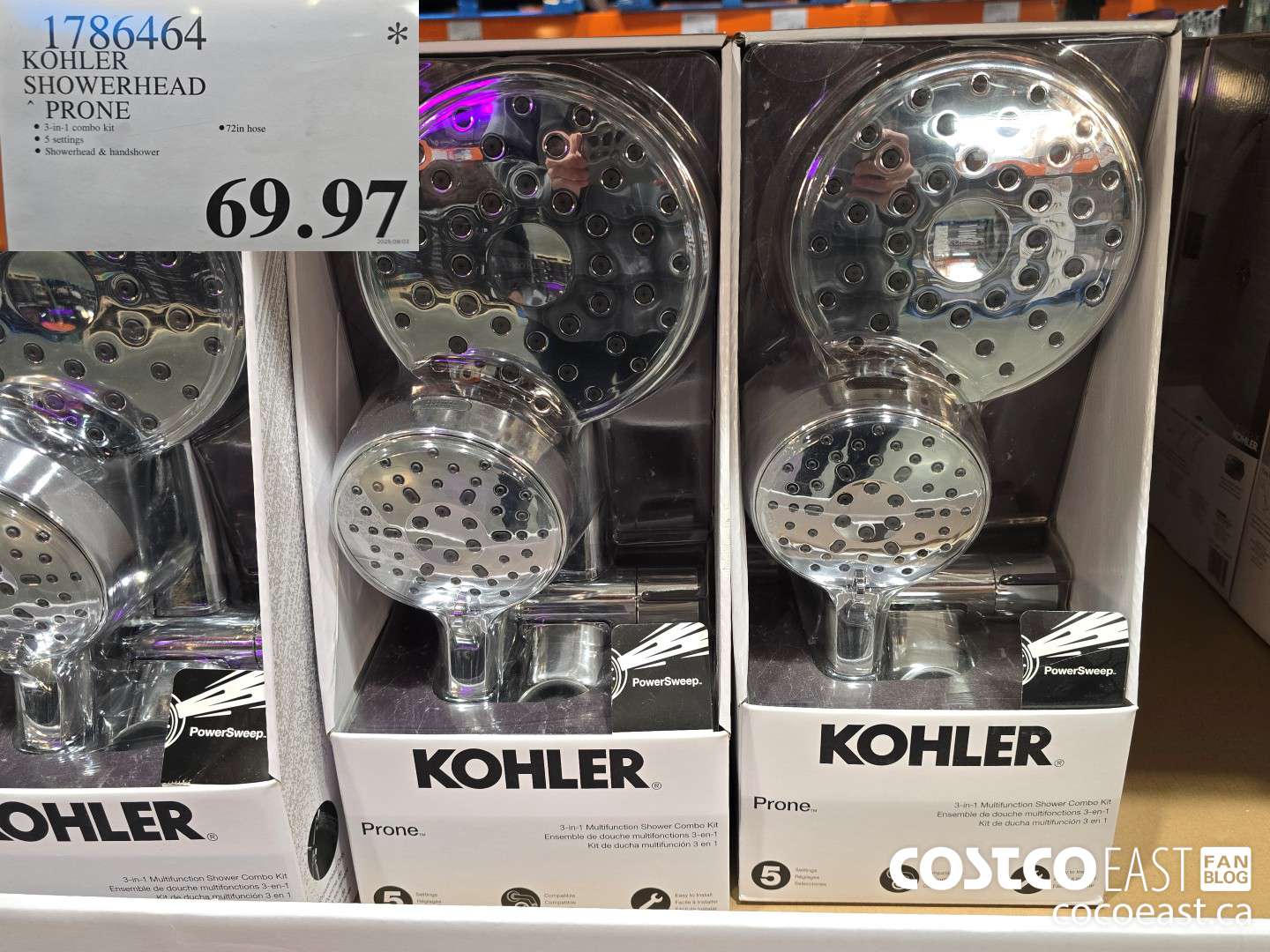 1786464 KOHLER SHOWERHEAD PRONE $69.97