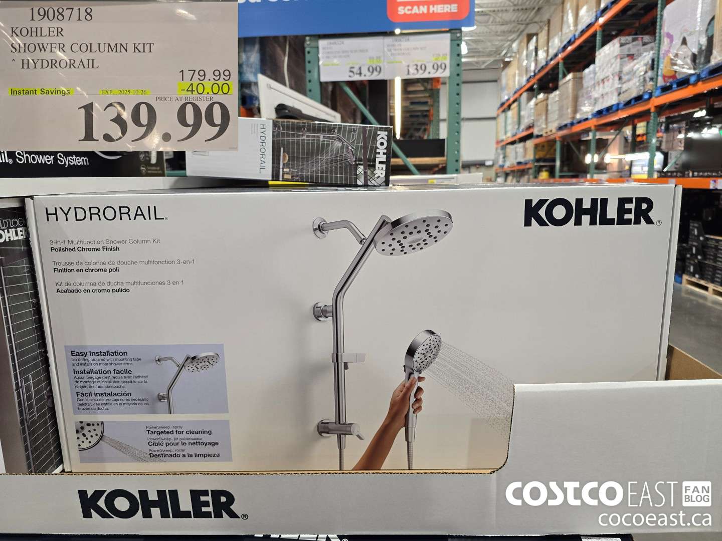 1908718 KOHLER SHOWER COLUMN KIT * HYDRORAIL ($40.00 INSTANT SAVINGS EXPIRES ON 2025-10-26) $139.99