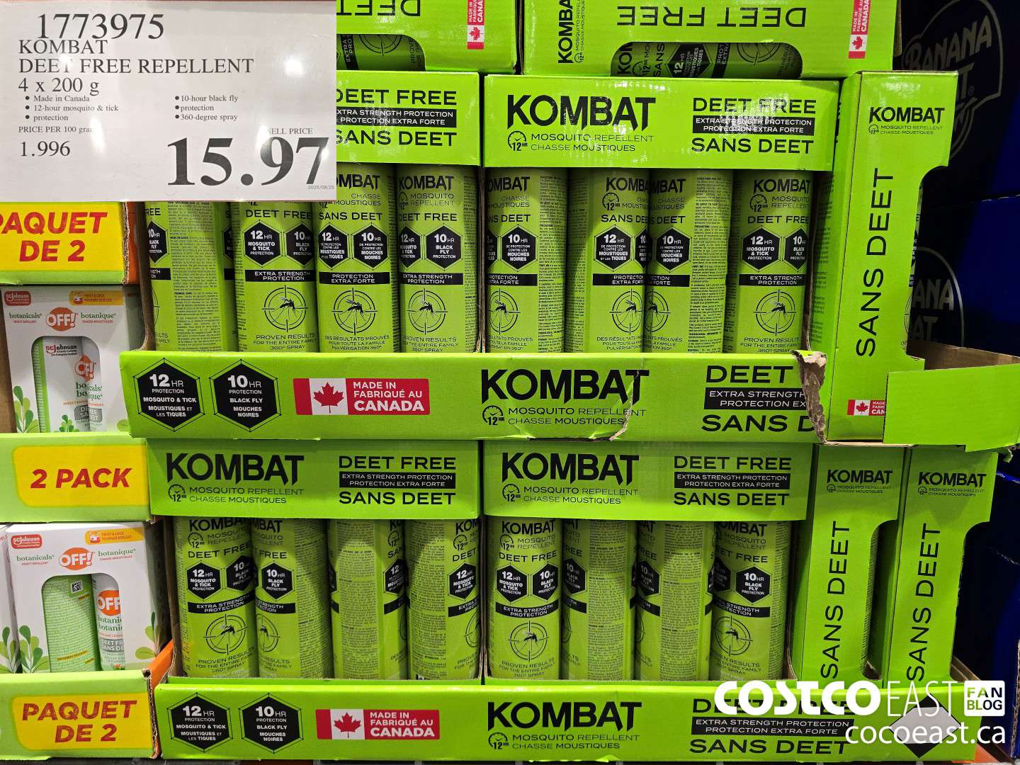 1773975 KOMBAT DEET FREE REPELLENT 4 X 200 G $15.97