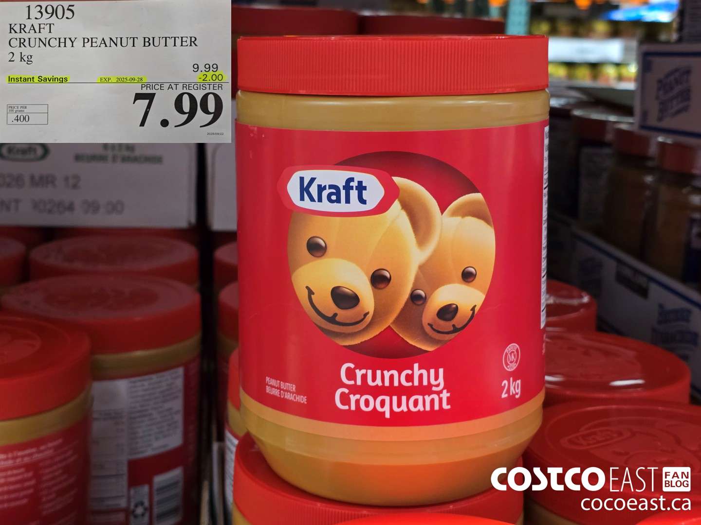 13905 KRAFT CRUNCHY PEANUT BUTTER 2 KG ($2.00 INSTANT SAVINGS EXPIRES ON 2025-09-28) $7.99