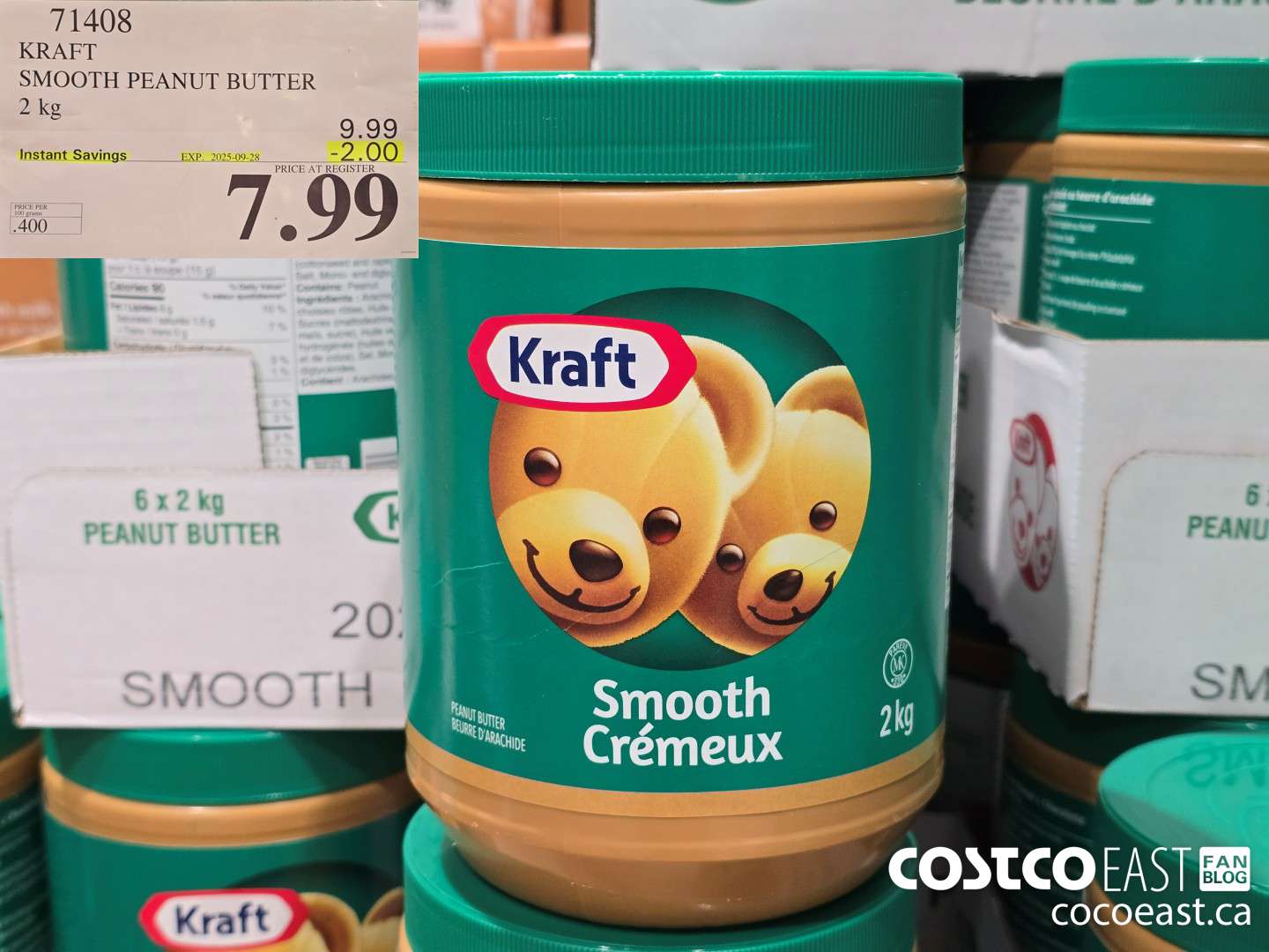71408 KRAFT SMOOTH PEANUT BUTTER 2 KG ($2.00 INSTANT SAVINGS EXPIRES ON 2025-09-28) $7.99