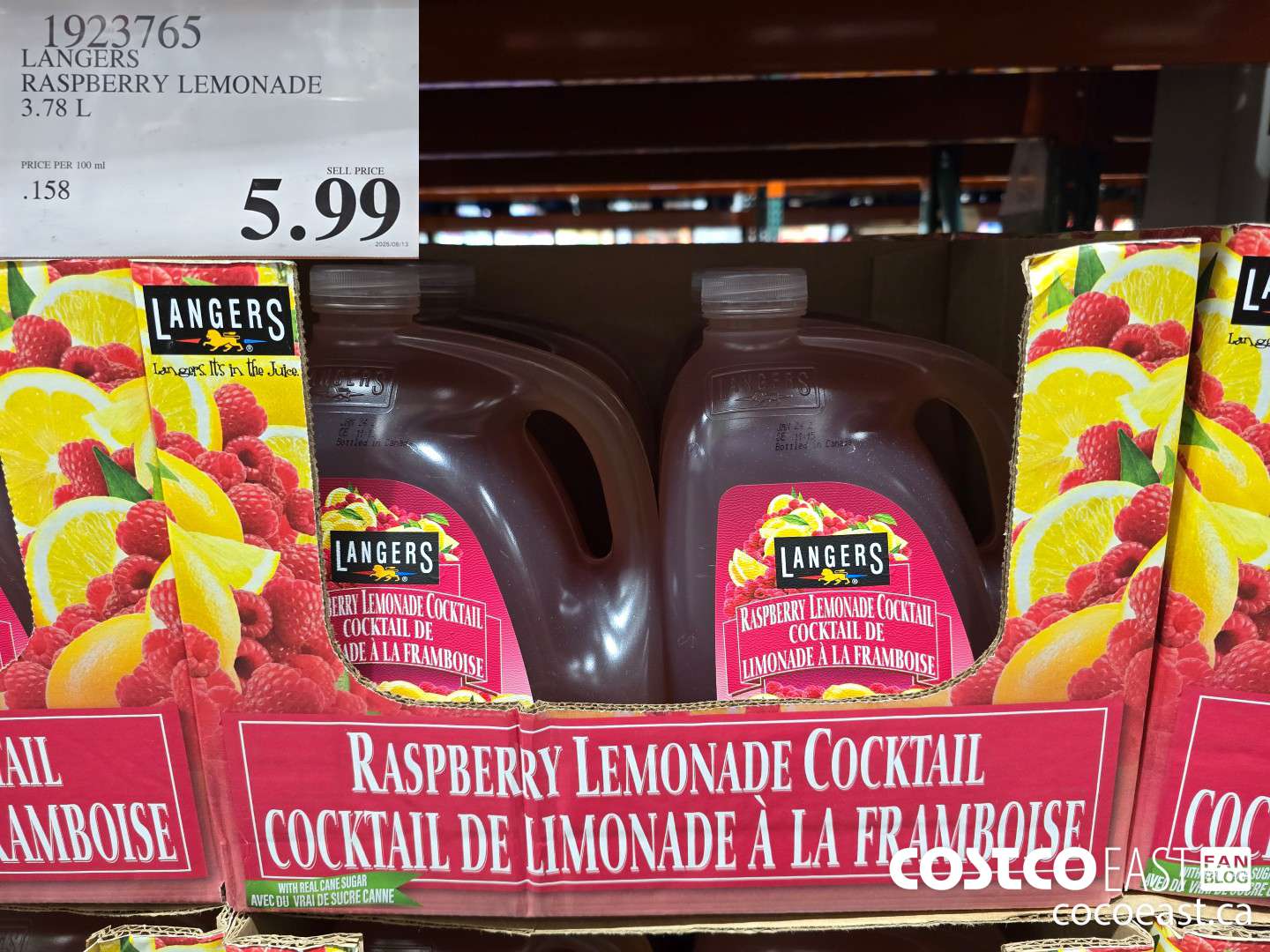 1923765 LANGERS RASPBERRY LEMONADE 3.78 L $5.99