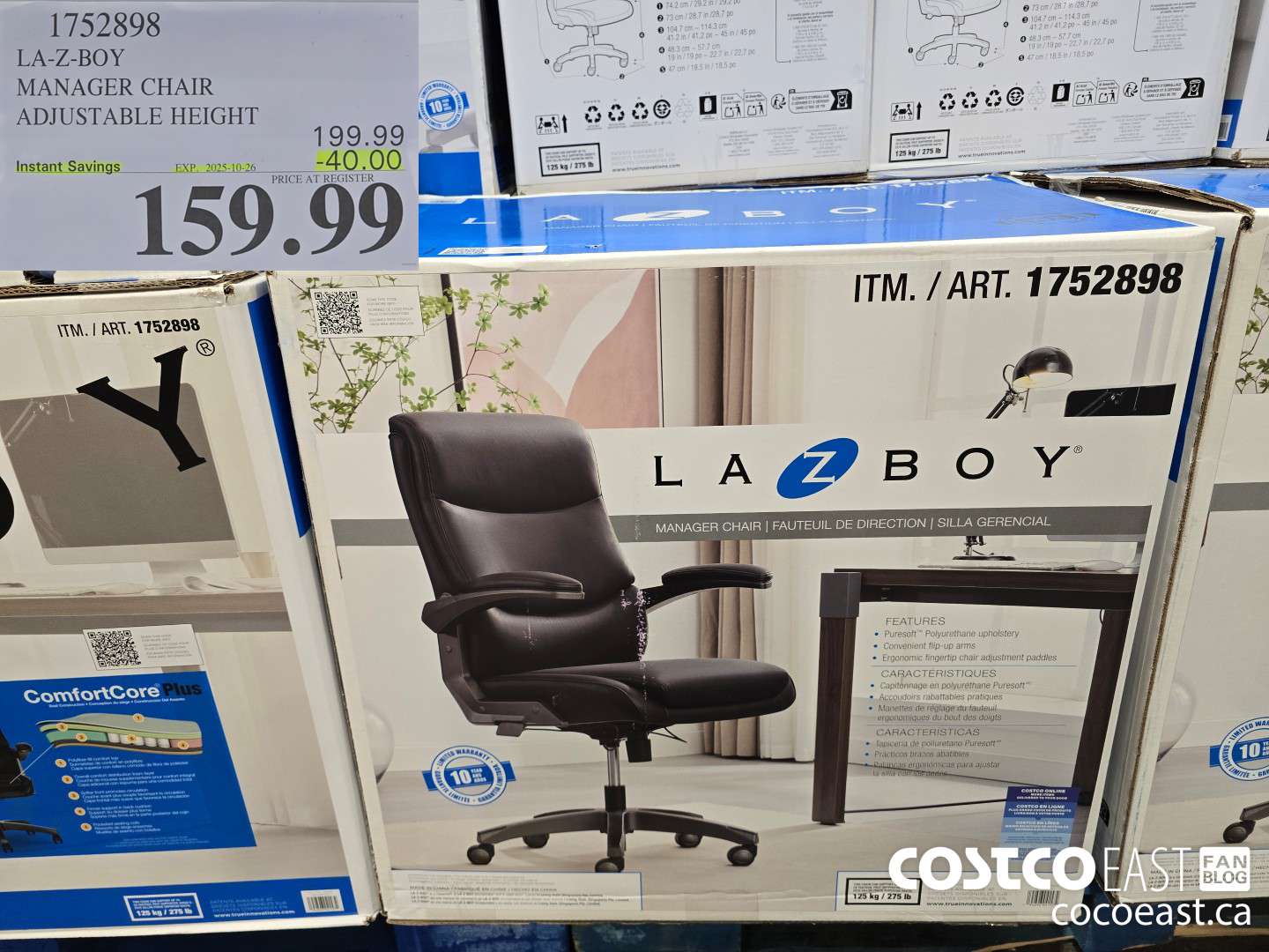 1752898 LA-Z-BOY MANAGER CHAIR ADJUSTABLE HEIGHT ($40.00 INSTANT SAVINGS EXPIRES ON 2025-10-26) $159.99