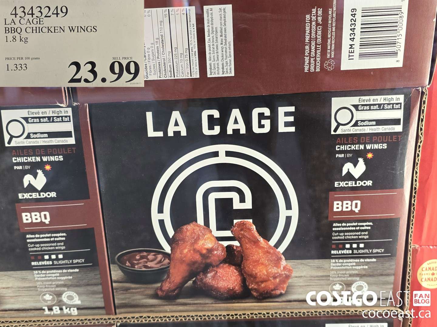 4343249 LA CAGE BBQ CHICKEN WINGS 1.8 KG $23.99