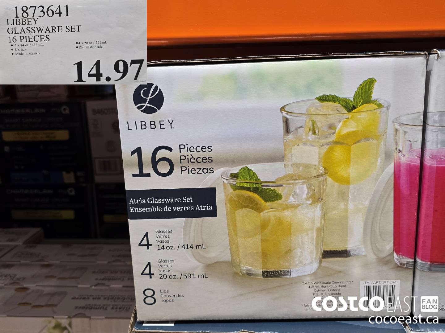 1873641 LIBBEY GLASSWARE SET 16 PIECES $14.97