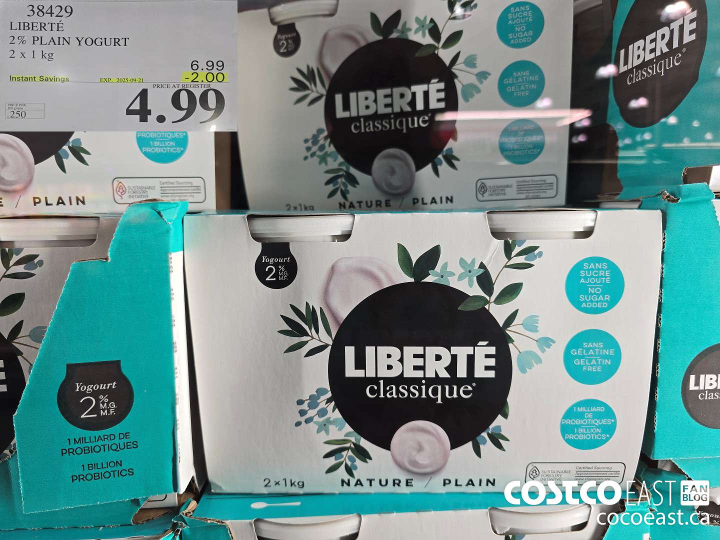 38429 LIBERTE 2% PLAIN YOGURT 2 X 1KG ($2.00 INSTANT SAVINGS EXPIRES ON 2025-09-21) $4.99