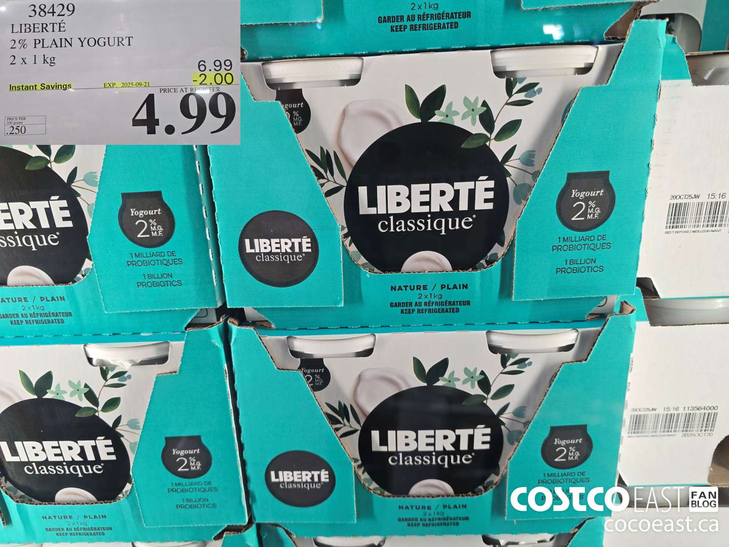 38429 LIBERTE 2% PLAIN YOGURT 2 X 1KG ($2.00 INSTANT SAVINGS EXPIRES ON 2025-09-21) $4.99