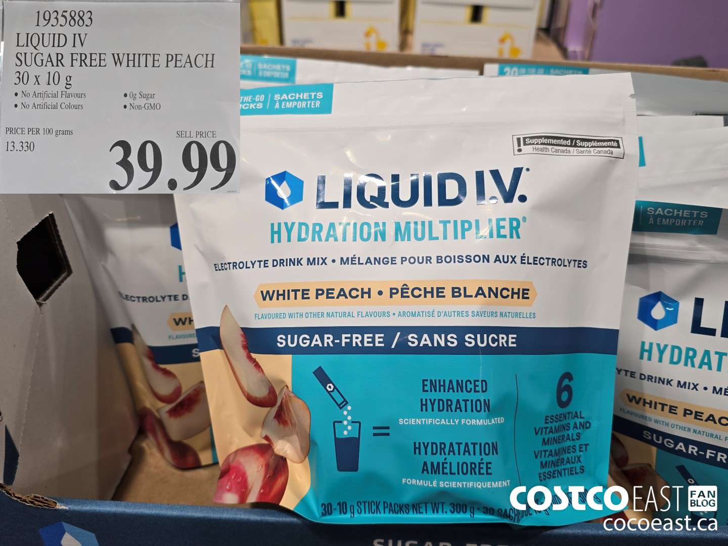 1935883 LIQUID IV SUGAR FREE WHITE PEACH 30 x 10 g $39.99