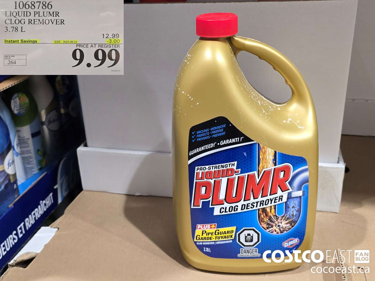 1068786 LIQUID PLUMR CLOG REMOVER 3.78 L ($3.00 INSTANT SAVINGS EXPIRES ON 2025-09-21) $9.99