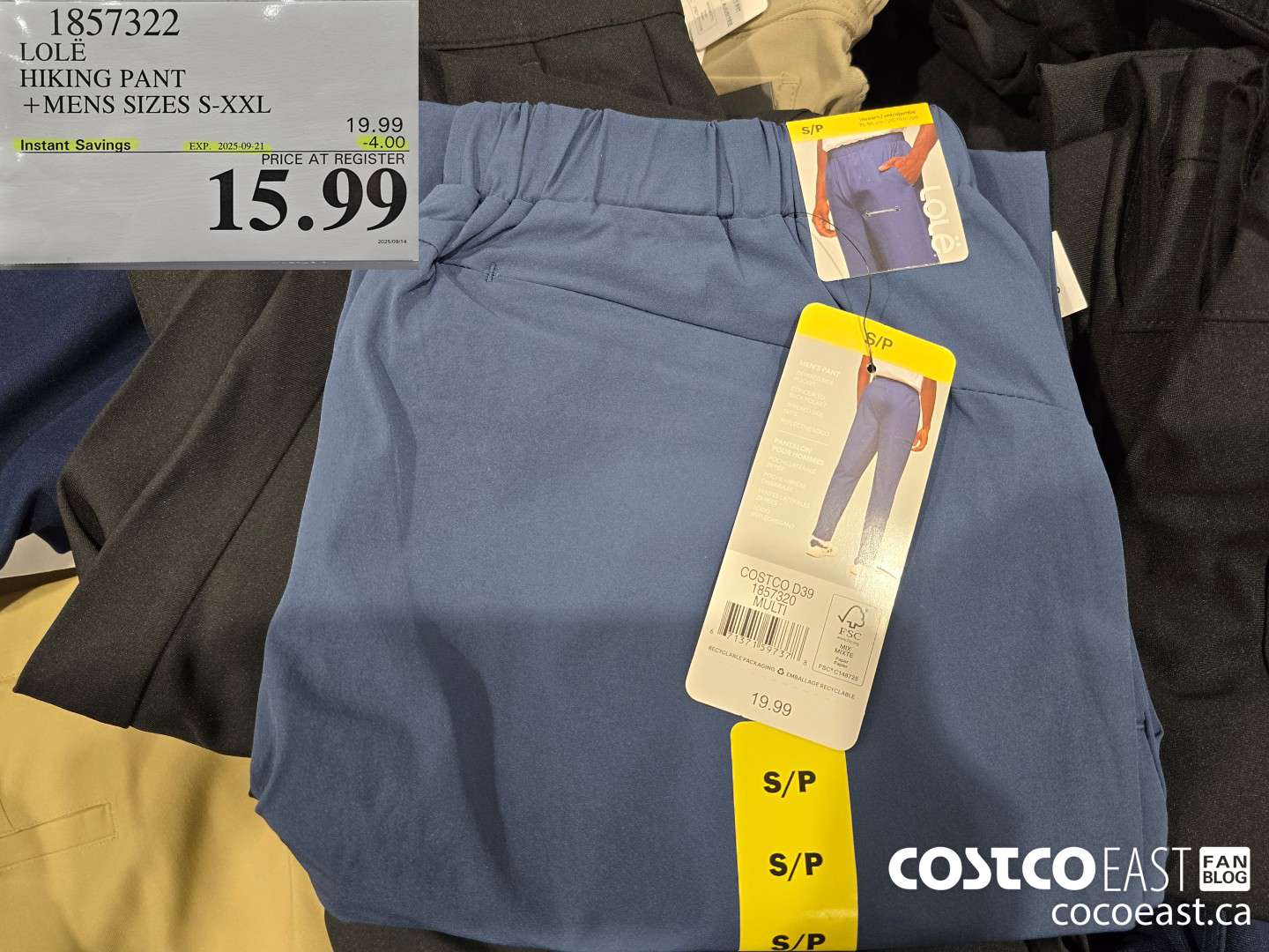 1857322 LOLE HIKING PANT +MENS SIZES S-XXL ($4.00 INSTANT SAVINGS EXPIRES ON 2025-09-21) $15.99