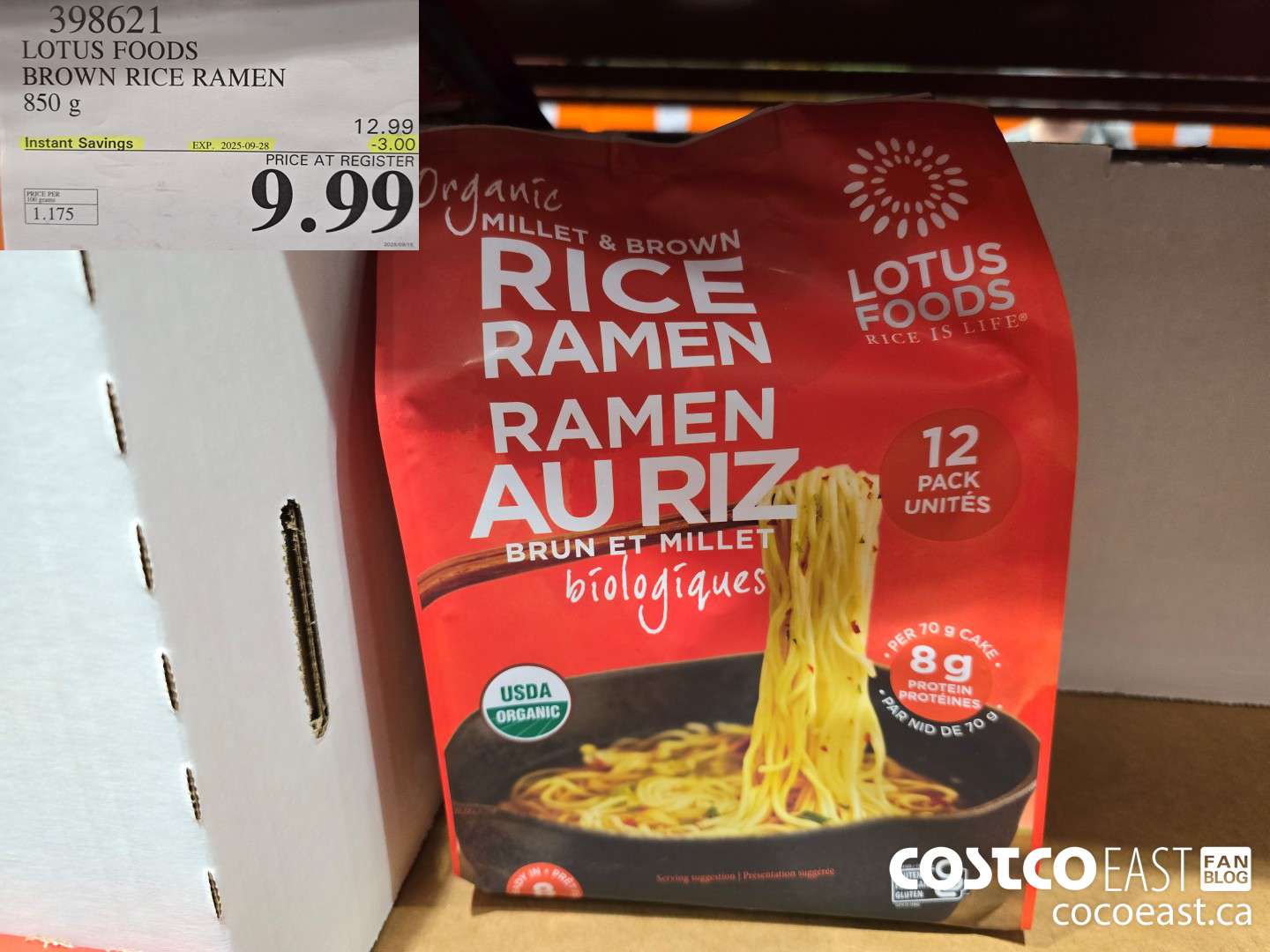 398621 LOTUS FOODS ORG. BROWN RICE RAMEN 850 g ($3.00 INSTANT SAVINGS EXPIRES ON 2025-09-28) $9.99
