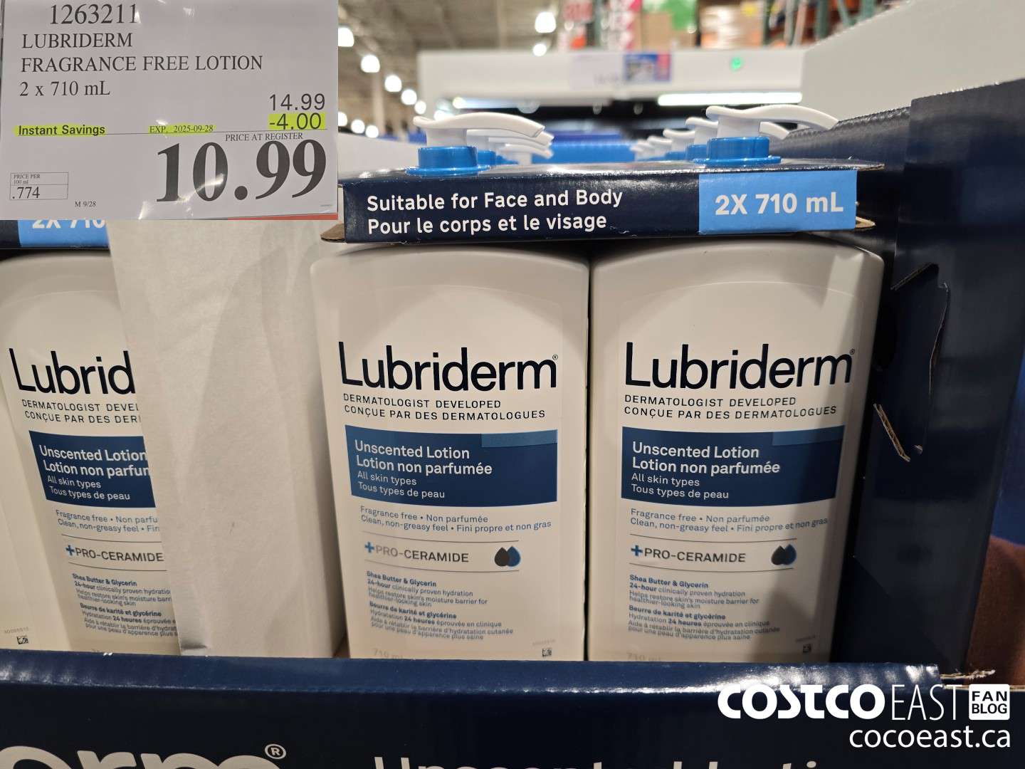 1263211 LUBRIDERM FRAGRANCE FREE LOTION 2 X 710 ML ($4.00 INSTANT SAVINGS EXPIRES ON 2025-09-28) $10.99