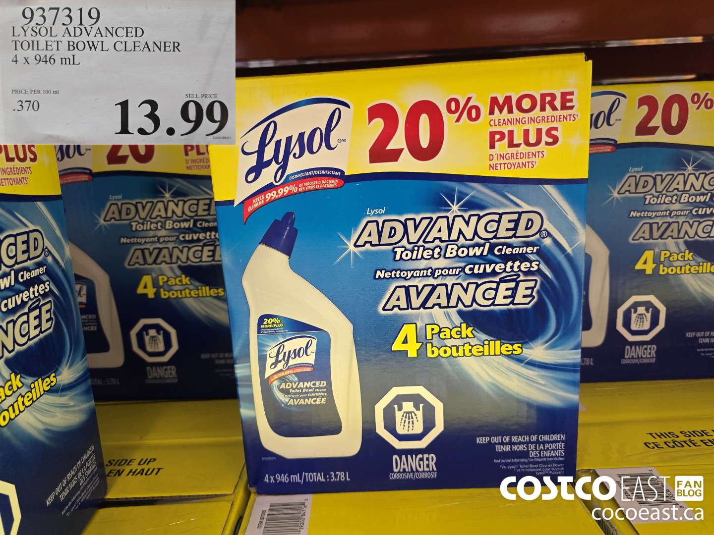 937319 LYSOL ADVANCED TOILET BOWL CLEANER 4 X 946 ML $13.99