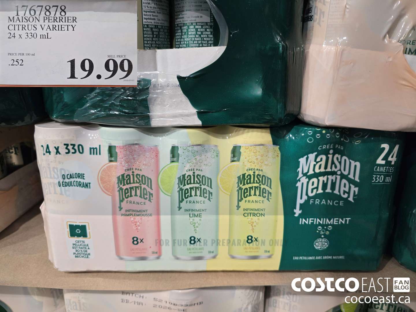 1767878 MAISON PERRIER CITRUS VARIETY 24 x 330 mL $19.99