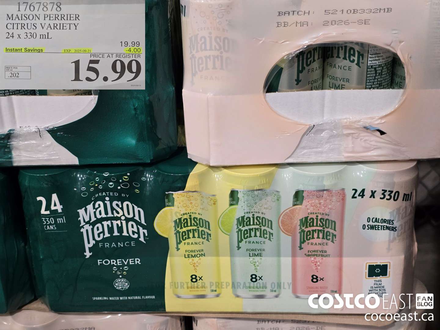 1767378 MAISON PERRIER CITRUS VARIETY 24 x 330 mL ($4.00 INSTANT SAVINGS EXPIRES ON 2025-09-21) $15.99