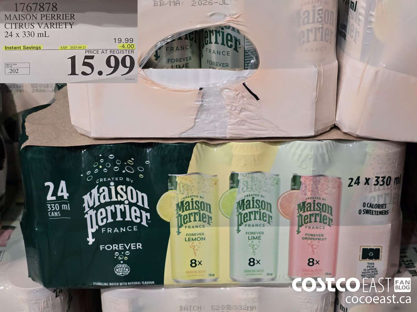 1767878 MAISON PERRIER CITRUS VARIETY 24 x 330 mL ($4.00 INSTANT SAVINGS EXPIRES ON 2025-09-21) $15.99