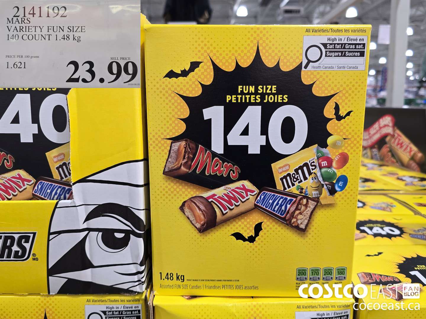 2141192 MARS VARIETY FUN SIZE 140 COUNT 1.48 kg $23.99