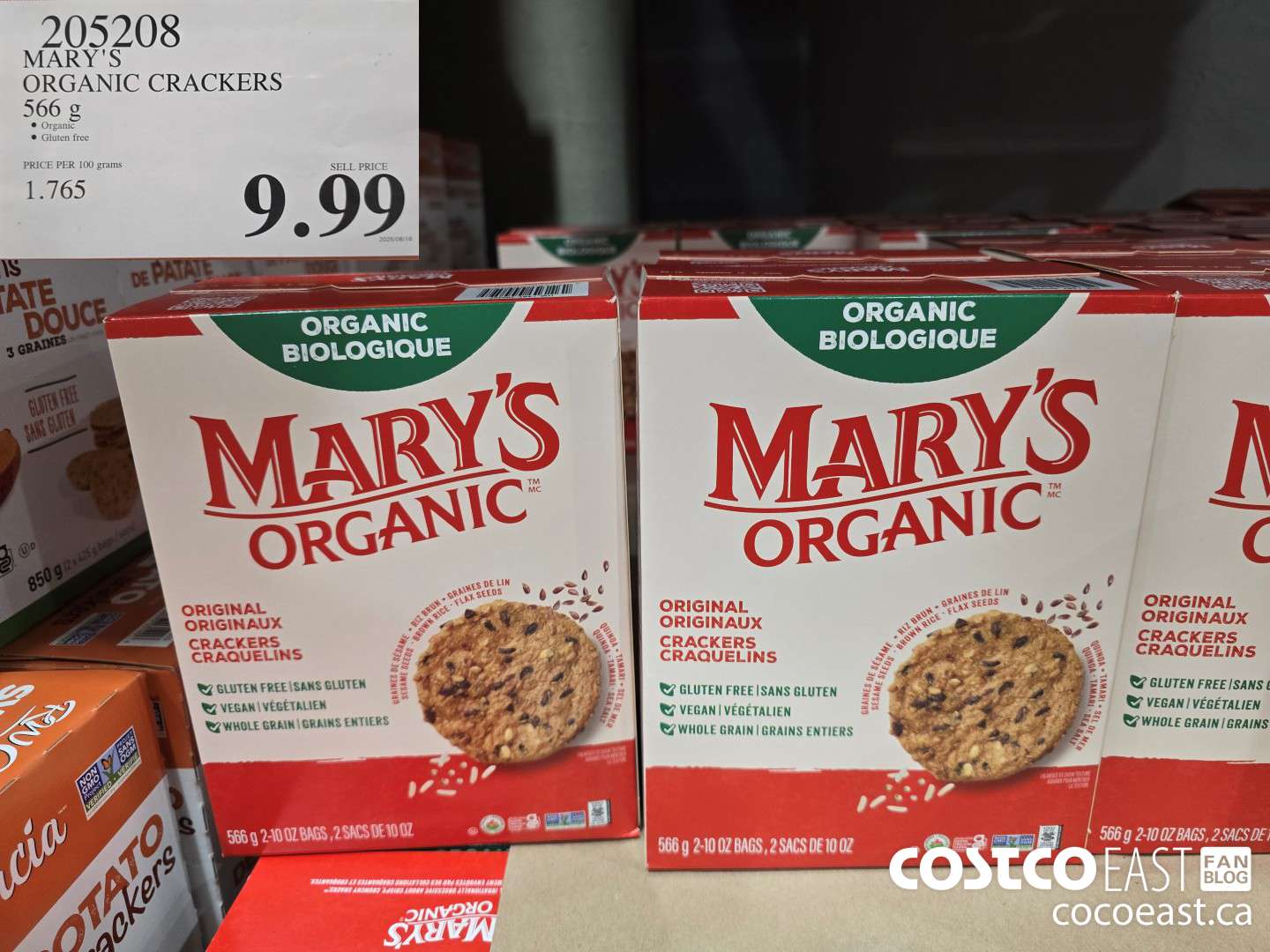 205208 MARY'S ORGANIC ORIGINAL CRACKER 566 G $9.99